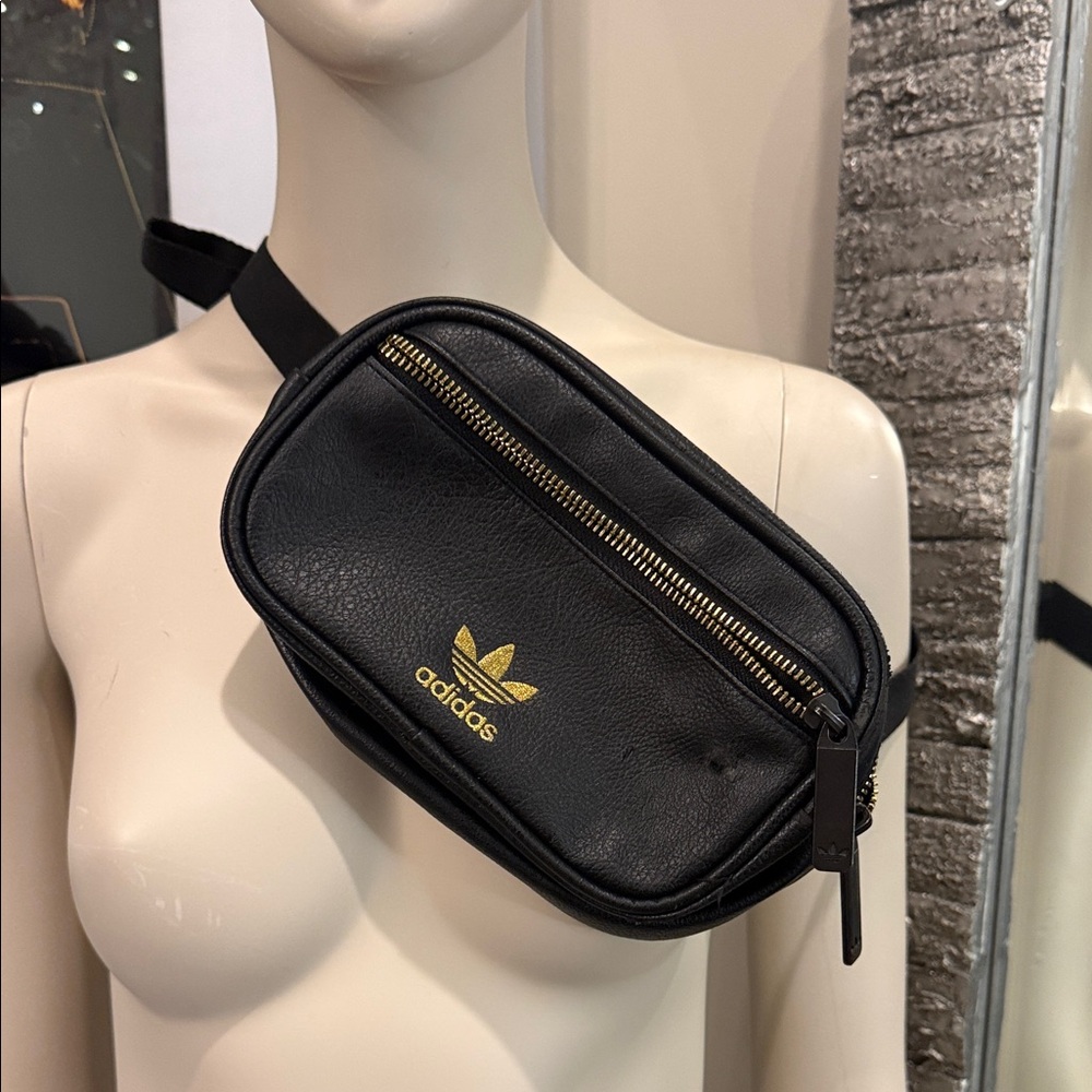 Adidas Black Fanny Pack with Gold Logo